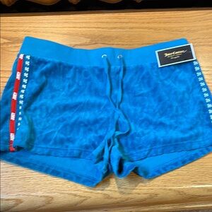 Juicy Couture Blue Velour Shorts for women size large brand new w tags